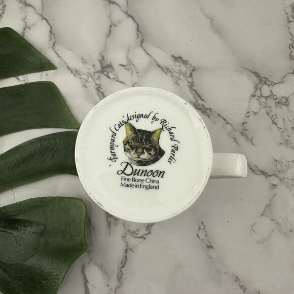 Dunoon Bone China Farmyard Cats Richard Parlis Coffee Mug Tabby White Cup - Picture 6 of 6
